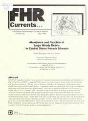 Cover of: Abundance and function of large woody debris in central Sierra Nevada streams | Robert Ruediger