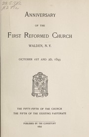 Cover of: Anniversary of the First Reformed Church