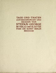 Cover of: Tage und Thaten: Aufzeichnungen und Skizzen