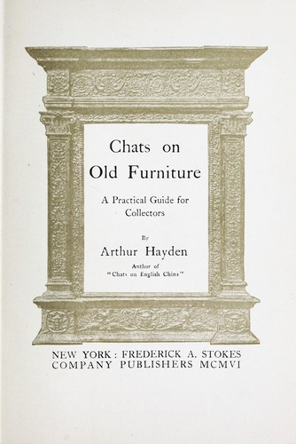 Chats on old furniture by Arthur Hayden