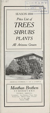 Cover of: Price list of trees, shrubs, plants, all Arizona grown: season 1924
