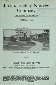 Cover of: Retail price list fall 1924 by J. Van Lindley Nursery Co. (Pomona, N.C.)