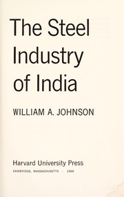 Cover of: The steel industry of India