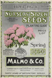 Cover of: Nursery stock seeds planting guide: price list spring 1924