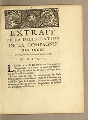 Cover of: Extrait de la deliberation de la Compagnie des Indes du vingt-sixiéme fevrier mil seps cens vingt