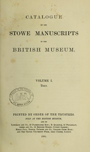 Cover of: Catalogue of the Stowe manuscripts in the British museum.