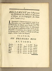 Cover of: Règlement pour le payement des dividendes des actions & dixiémes d'actions de la Compagnie des Indes pour l'année 1723