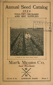Cover of: Annual seed catalog [of] poultry, orchard and bee supplies: 1924