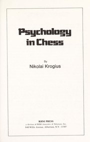 Cover of: Psychology in Chess by Nikolai Krogius