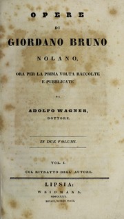 Cover of: Opere ... ora per la prima volta raccolte e pubblicate da Adolfo Wagner
