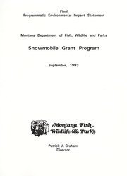 Cover of: Final programmatic environmental impact statement: Montana Department of Fish, Wildlife and Parks Snowmobile Grant Program