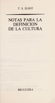Cover of: Notas para la definicio n de la cultura