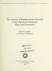 Cover of: The genera of Bambusoideae (Poaceae) of the American Continent: keys and comments
