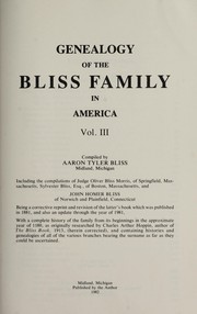 Cover of: Genealogy of the Bliss family in America