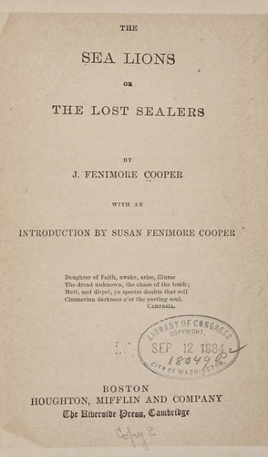 The sea lions by James Fenimore Cooper