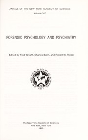 Cover of: Forensic psychology and psychiatry by Charles Bahn, R. W. Rieber