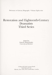 Cover of: Restoration and Eighteenth Century Dramatists by Paula R. Backscheider