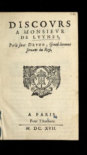 Cover of: Discours a Monsieur de Luynes