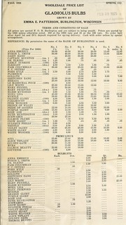 Cover of: Wholesale price list of gladiolus bulbs: fall1924-spring 1925