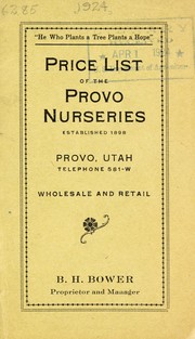 Cover of: Price list of the Provo Nurseries: wholesale and retail