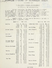 Cover of: Surplus stocks of gladiolus bulbs