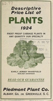 Cover of: Descriptive price list of plants 1924: frost proof cabbage plants in any quantity our specialty