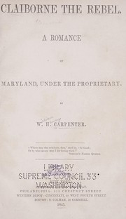 Cover of: Claiborne the rebel by W. H. Carpenter