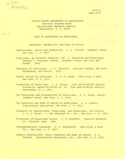 Cover of: List of references on pesticides