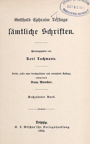 Cover of: Gotthold Ephraim Lessings sämtliche schriften
