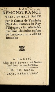 Cover of: La remonstrance tres-hvmble faite par le Comte de Vvarfuse by Warfuze, R. comte de
