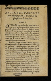 Cover of: Articles proposez par Monseigneur le prince en la conference de Loudun