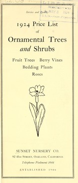 Cover of: 1924 price list of ornamental trees and shrubs, fruit trees, berry vines, bedding plants, roses