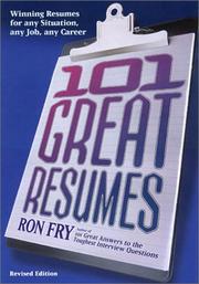 Cover of: 101 Great Resumes by Ron Fry