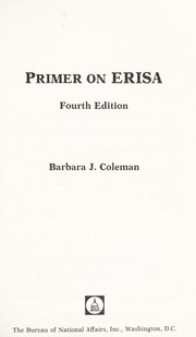 Cover of: Primer on ERISA by Barbara J. Coleman