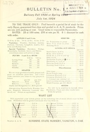 Cover of: Bulletin no. 1: delivery fall 1924 or spring 1925