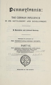 Cover of: The German immigration into Pennsylvania through the port of Philadelphia, 1700 to 1775 by Diffenderffer, Frank Ried