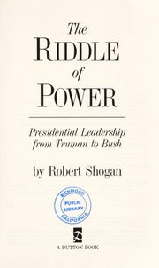 Cover of: The riddle of power by Robert Shogan