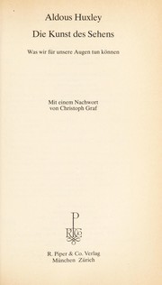 Cover of: Die Kunst des Sehens: was wir fu r unsere Augen tun ko nnen