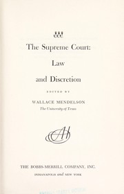 Cover of: The Supreme Court: law and discretion.