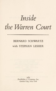 Cover of: Inside the Warren court