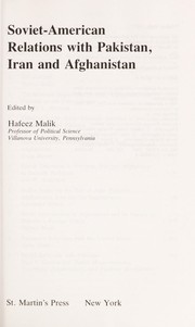 Cover of: Soviet-American relations with Pakistan, Iran, and Afghanistan