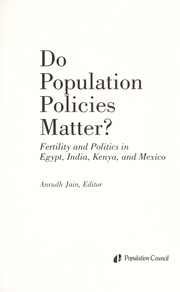 Cover of: Do population policies matter?: fertility and politics in Egypt, India, Kenya, and Mexico