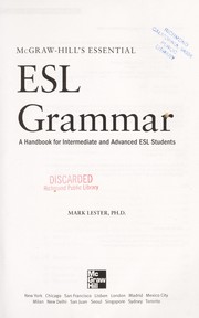 Cover of: McGraw-Hill's essential ESL grammar: a handbook for intermediate and advanced ESL students