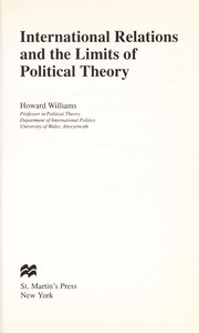 Cover of: International relations and the limits of political theory