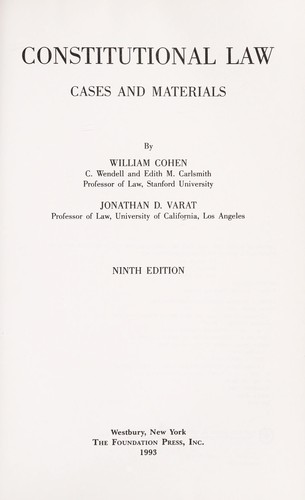Constitutional law by Cohen, William