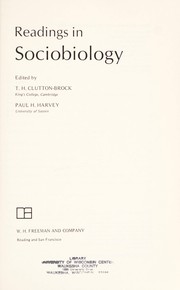 Cover of: Readings in sociobiology by edited by T. H. Clutton-Brock, Paul H. Harvey.