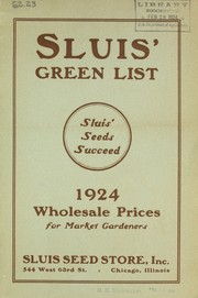 Cover of: Sluis' green list: 1924 wholesale prices for market gardeners