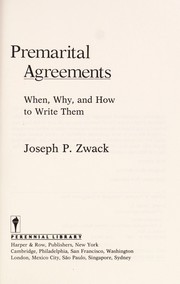 Cover of: Premarital agreements: when, why, and how to write them