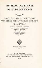 Cover of: Physical constants of hydrocarbons.