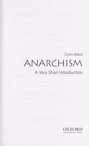 Cover of: Anarchism : a very short introduction by 